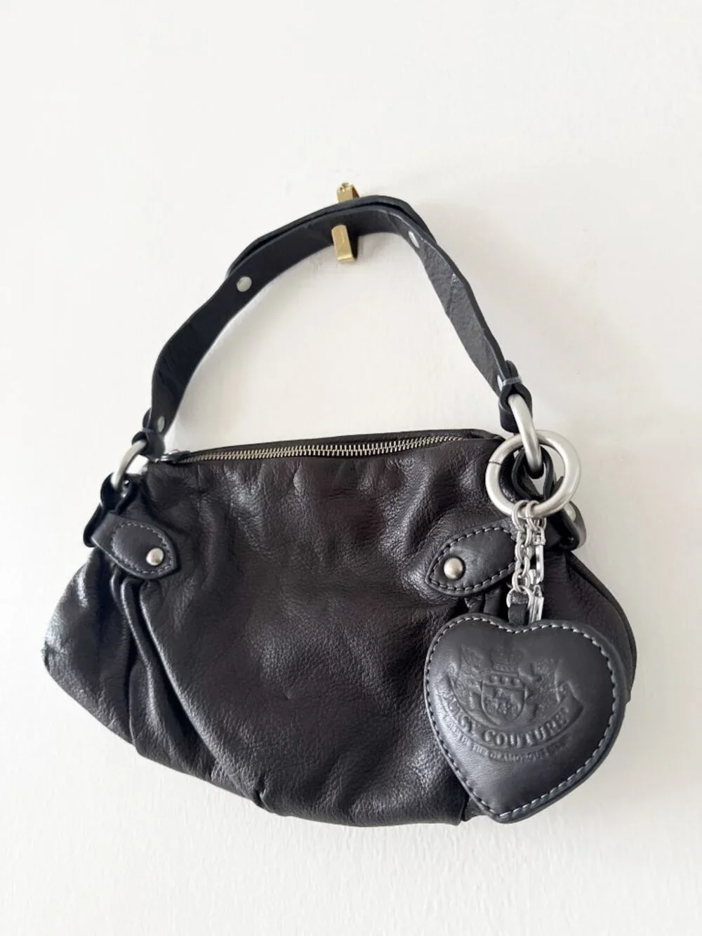 Vintage Y2K Juicy Couture Genuine Leather Black Shoulder Bag